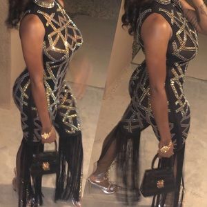 Mesh, sequined, bodysuit